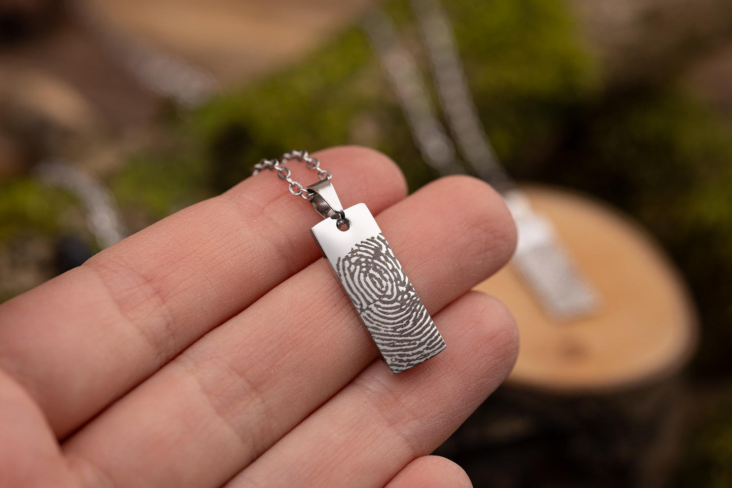 Memorial Necklace with Fingerprint, Funeral Keepsake Gift for Him, Grief Gift for Men, Loss of Mother, Father, Brother or Sister, KP.2/C.2