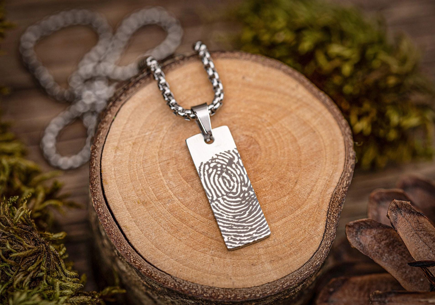 Fingerprint Memorial Necklace for Men or Women, Keepsake Pendant for Him or Her, Grief Gift, Loss of Mother or Father, Dad or Mom, KP.2/C.2