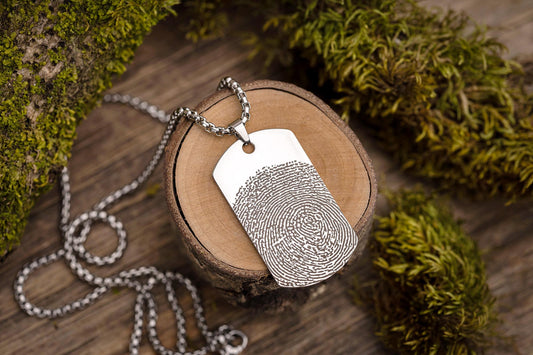 Memorial Fingerprint Necklace, Loss Of Mother or Father, Custom Thumbprint Keepsake Pendant for Him, Personalized Grief Gift for Men, C.2