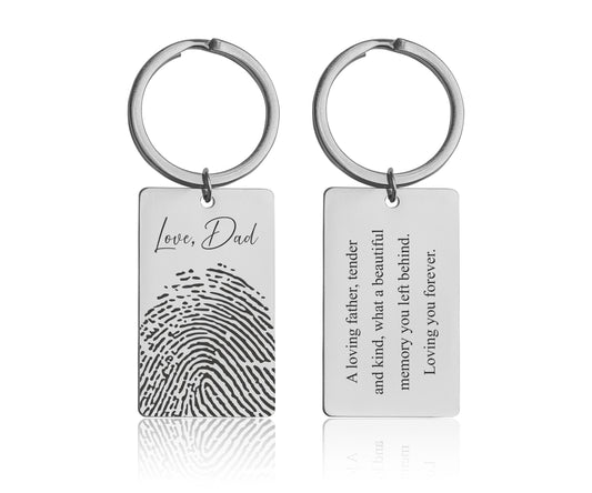 Fingerprint Keychain, Personalized Big Size Keyring, Custom Grief Gift, Loss Of Dad, Father, Grandfather, Grandpa, Memorial Keepsake, C.2