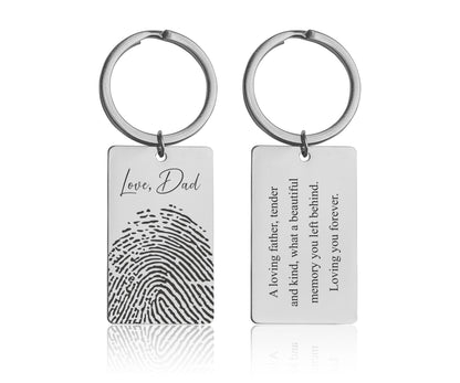 Memorial Keychain With Actual Fingerprint, Custom Sympathy Gift, Big Size Keyring, Loss Of Mom, Loss Of Dad, Personalized Keepsake, C.2