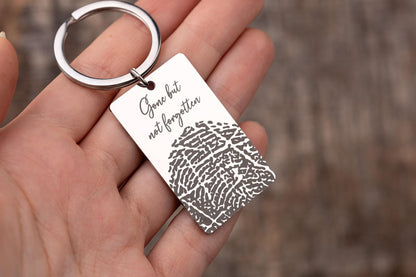 Memorial Keychain With Actual Fingerprint, Custom Sympathy Gift, Big Size Keyring, Loss Of Mom, Loss Of Dad, Personalized Keepsake, C.2