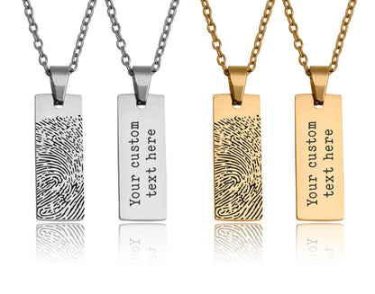Memorial Fingerprint Necklace For Men, Personalized Remembrance Gift For Him, Loss Of Father, Mother, Dad, Mom, Thumbprint Keepsake, C.2