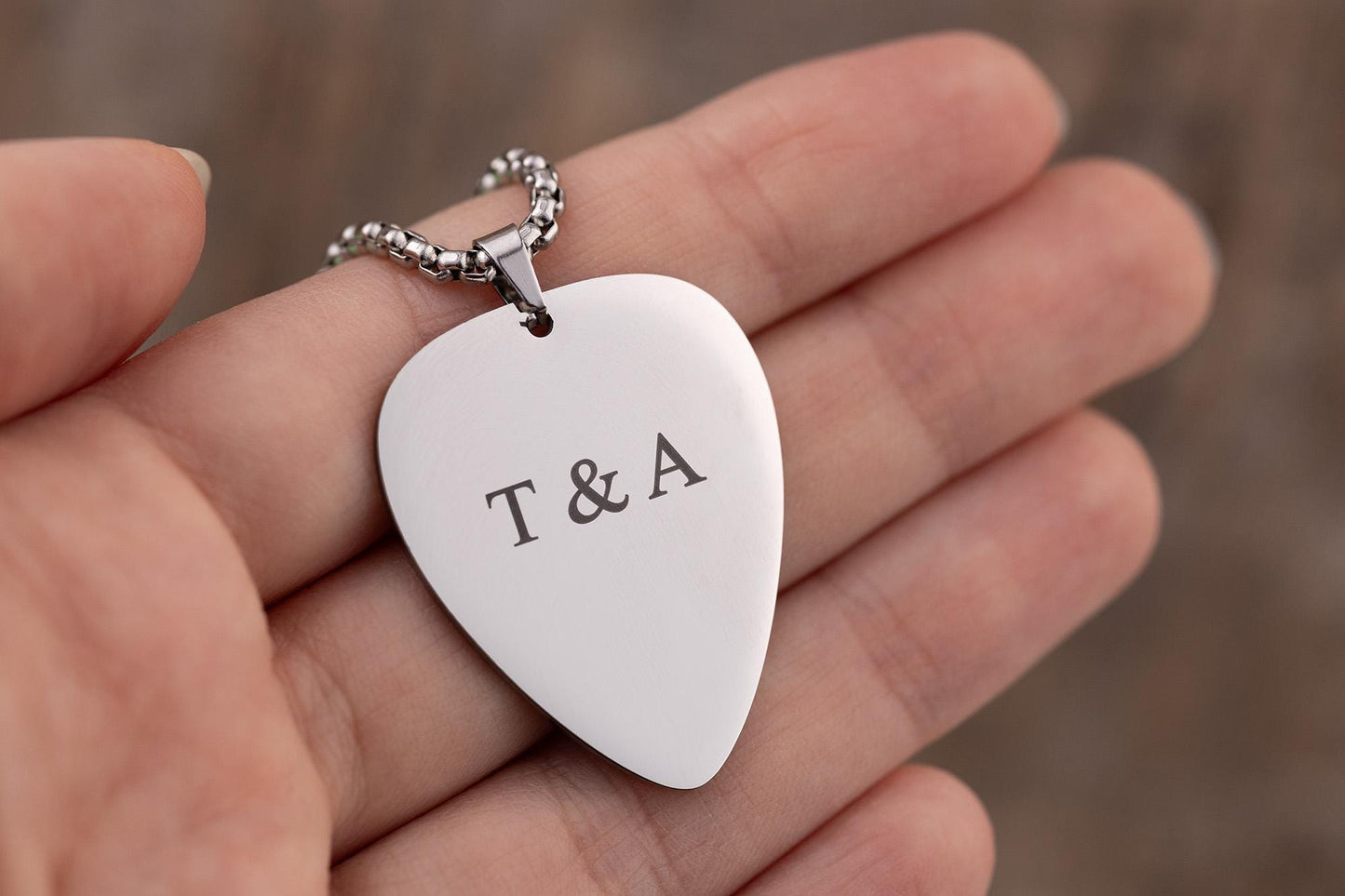 Your Custom Logo Guitar Pick Necklace with Optional Engraving on Back Side - Personalized Gift for Bandmate, Guitarist, or Musician, C.2