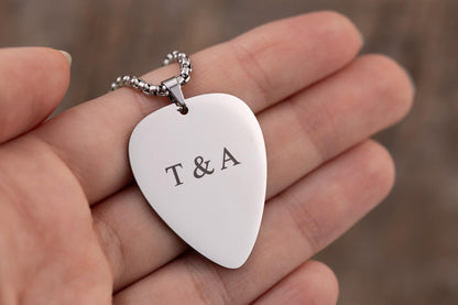 Your Custom Logo Guitar Pick Necklace with Optional Engraving on Back Side - Personalized Gift for Bandmate, Guitarist, or Musician, C.2