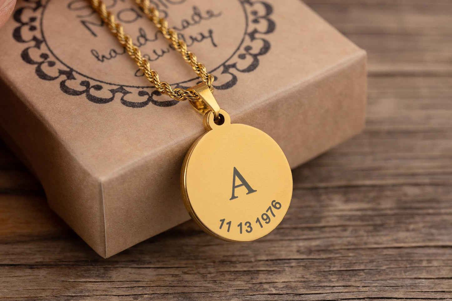 Custom Moon Phase Necklace with Twisted Chain, Birthday Gift for Mom, Personalized Jewelry Gift for Women, Anniversary Gift for Her, RP.1