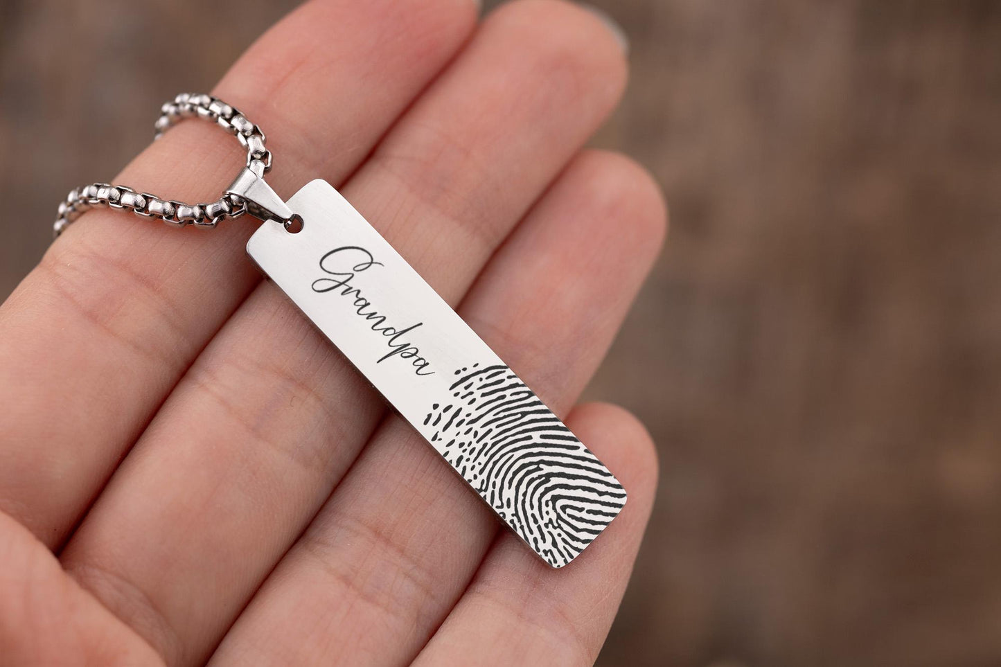 Loss Of Father Memorial Fingerprint Necklace For Men, Personalized Remembrance Gift For Him, Loss Of Mother, Dad, Thumbprint Keepsake, C.2