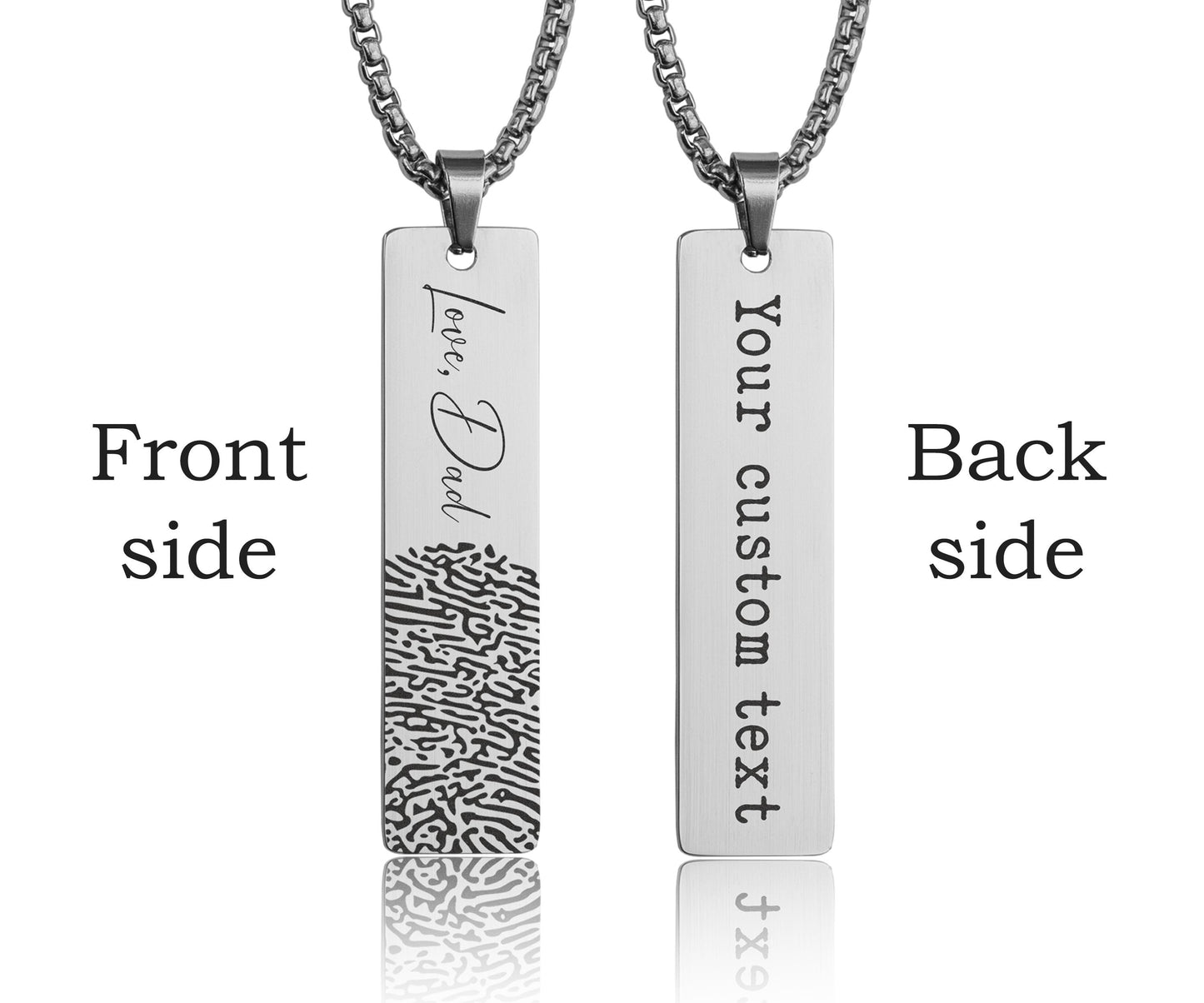 Loss Of Father Memorial Fingerprint Necklace For Men, Personalized Remembrance Gift For Him, Loss Of Mother, Dad, Thumbprint Keepsake, C.2