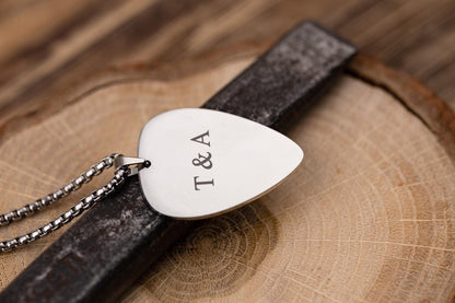 Memorial Guitar Pick Necklace With Actual Fingerprint, Loss Of Guitarist, Musician, Music Lover, Thumbprint Keepsake Pendant For Him, C.2