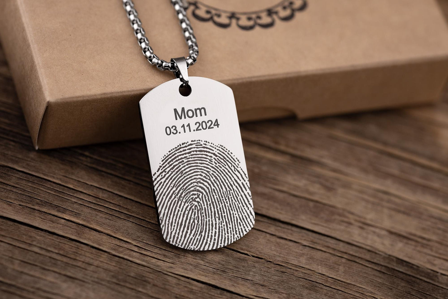 Actual Fingerprint Necklace For Him, Custom Memorial Pendant For Men, Personalized Grief Gift With Handwriting, Loss Of Father Keepsake, C.2