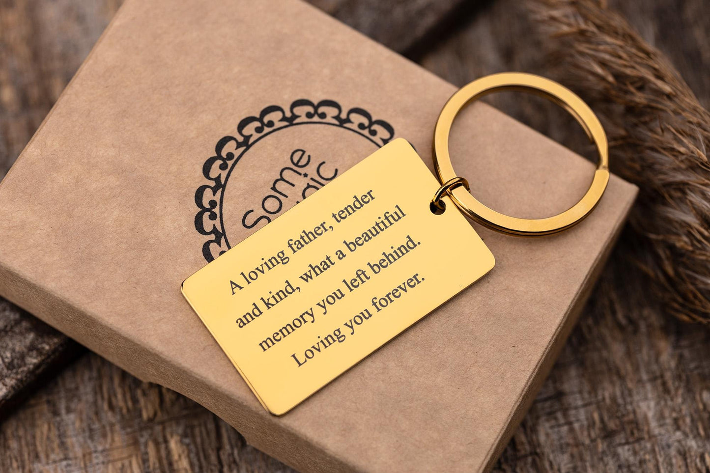 Memorial Keychain with Actual Thumbprint - Personalized Fingerprint Remembrance Gift - Custom Engraved Keyring for Loss of Father, C.2