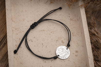 Personalized Star Map Cord Bracelet by Date and Place, Custom Star Map Jewelry, Birthday Gift for Men, Anniversary Gift for Boyfriend, C.2