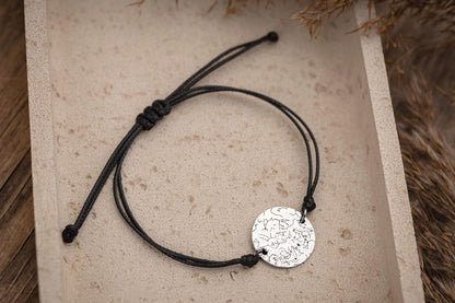 Personalized Star Map Cord Bracelet for Men, Custom Star Map by Date Jewelry, Birthday Gift for Him, Anniversary Gift for Boyfriend, RP.2