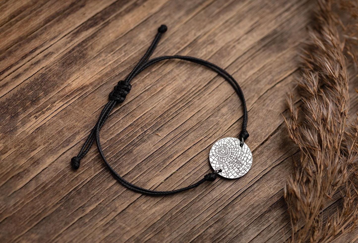 Personalized Star Map Cord Bracelet for Men, Custom Star Map by Date Jewelry, Birthday Gift for Him, Anniversary Gift for Boyfriend, RP.2