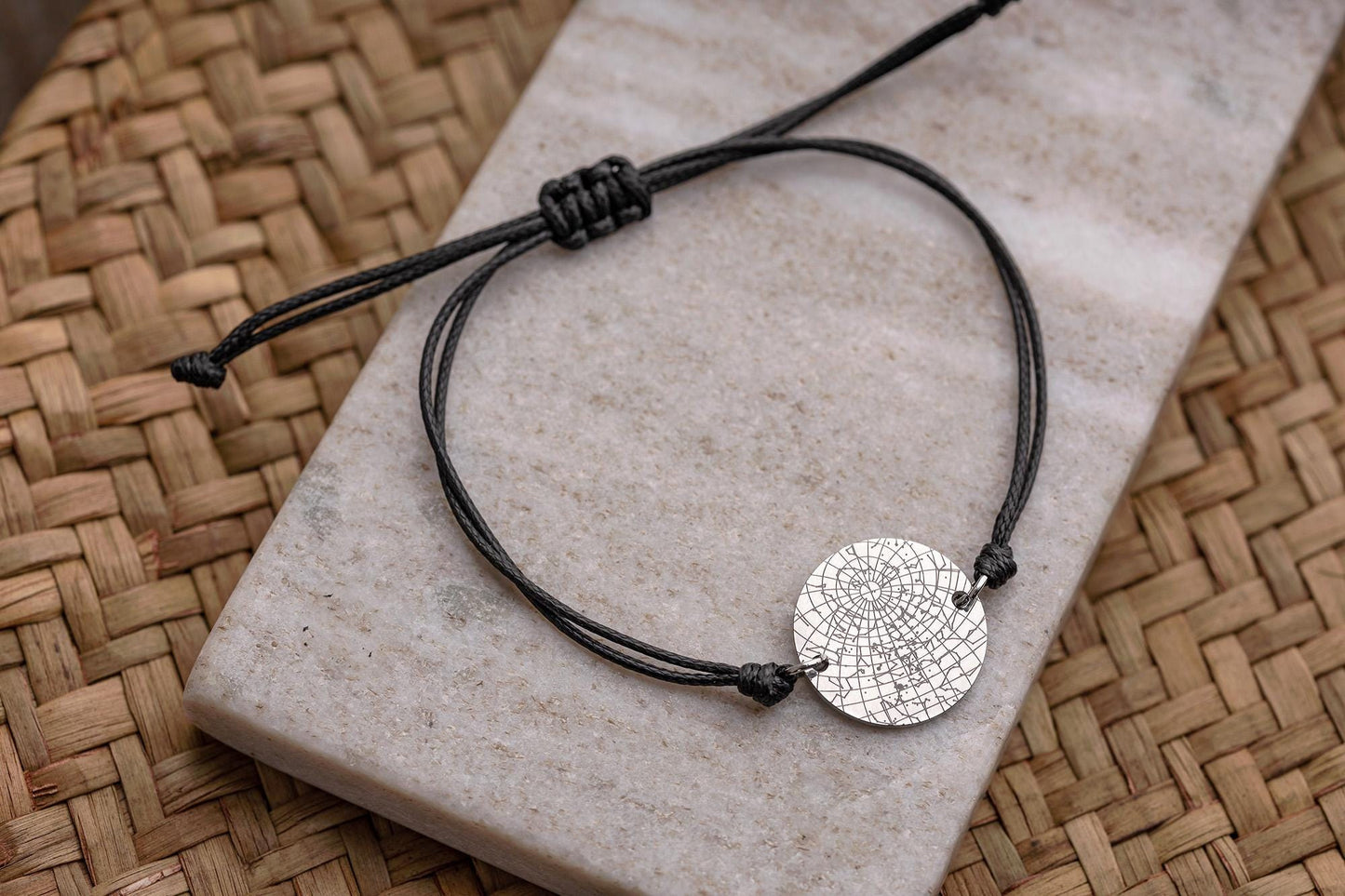Personalized Star Map Cord Bracelet by Date and Place, Custom Star Map Jewelry, Birthday Gift for Men, Anniversary Gift for Boyfriend, C.2