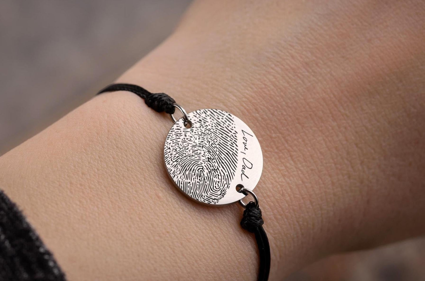 Actual Fingerprint Memorial Bracelet for Men or Women, Personalized Grief Gift with Handwriting, Loss of Father Keepsake for Him or Her, C.2