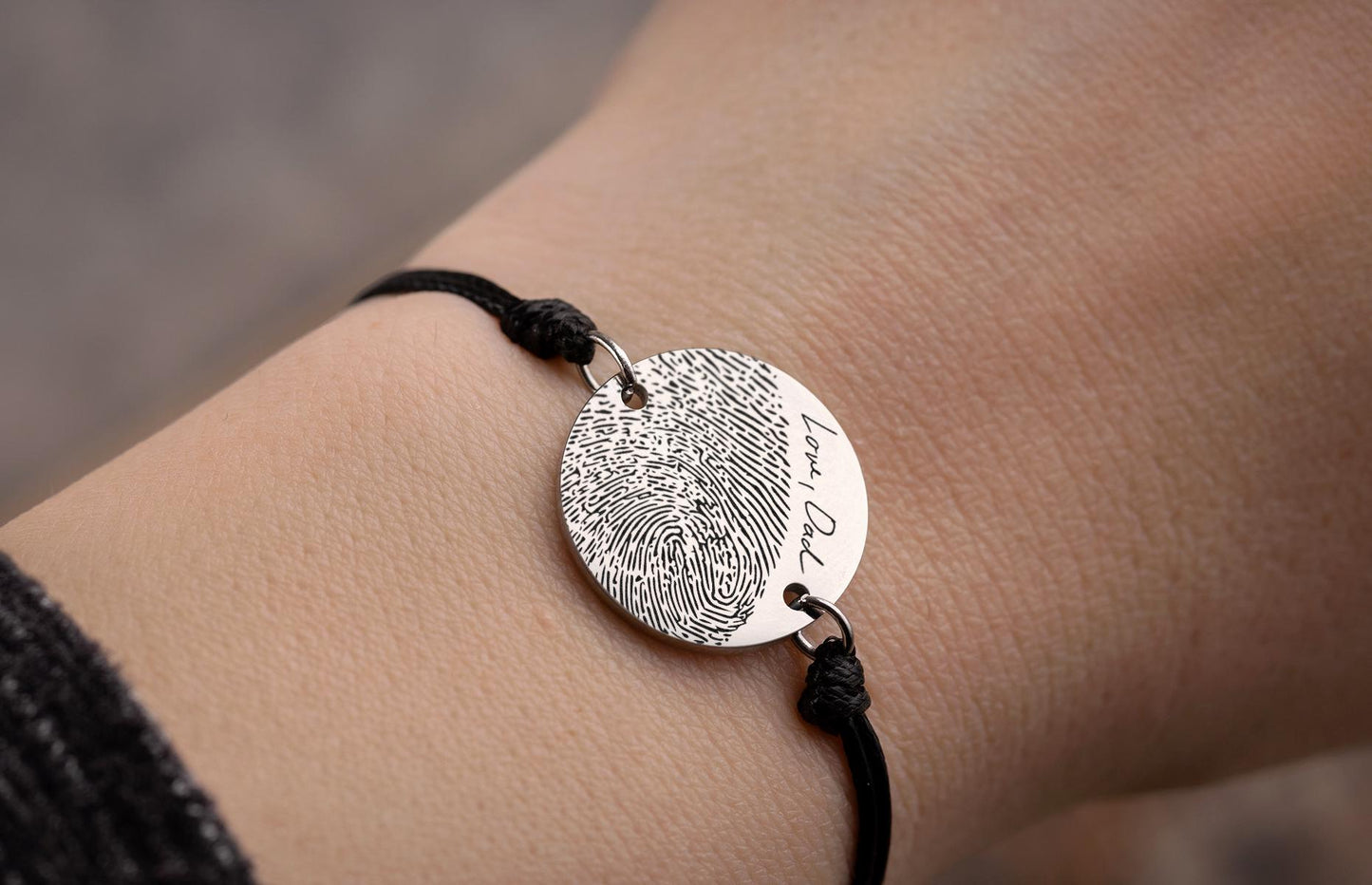 Memorial Bracelet with Actual Fingerprint for Men or Women, Loss Of Father Keepsake For Him, Personalized Grief Gift With Handwriting, C.2
