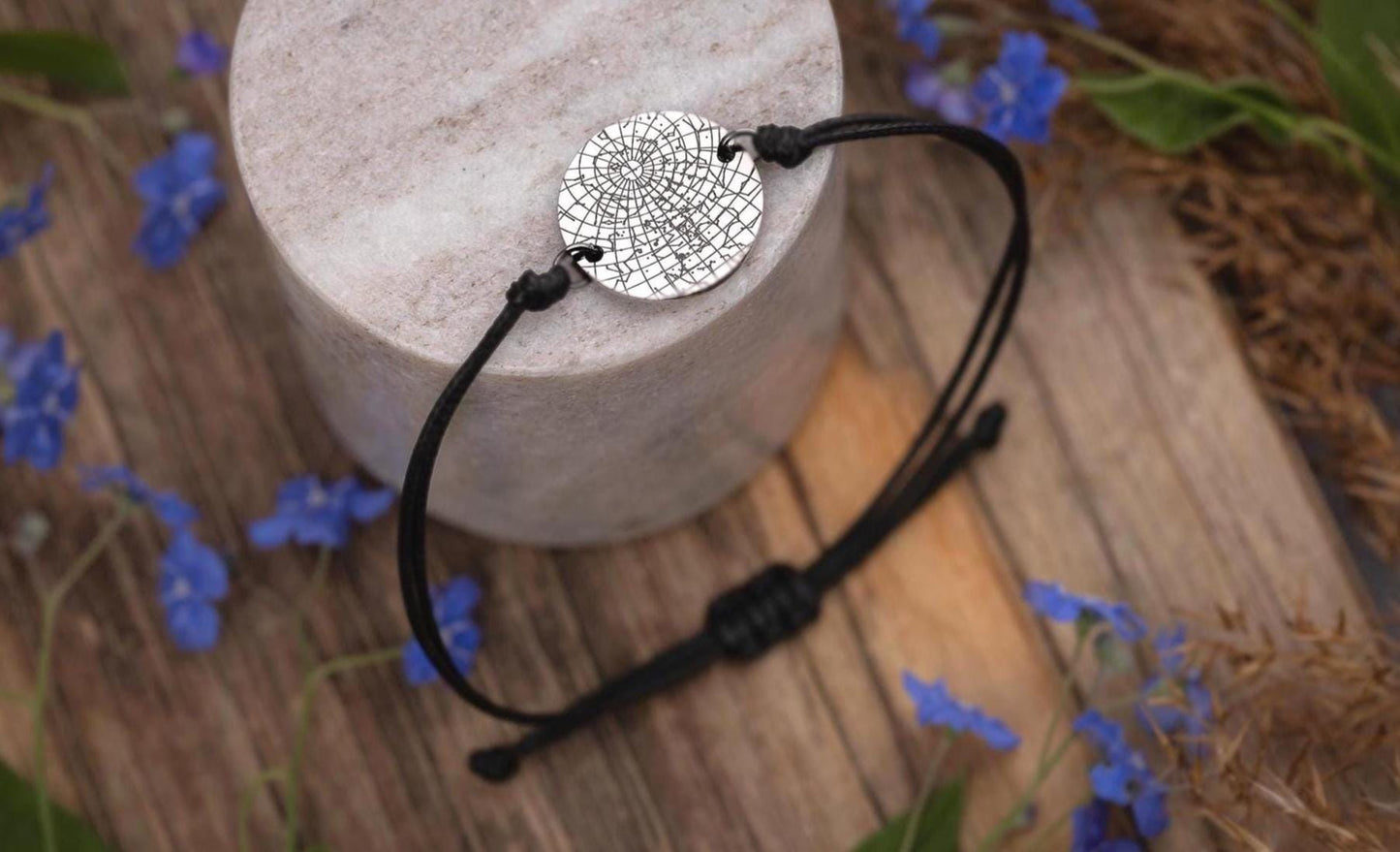 Personalized Star Map Cord Bracelet by Date and Place, Custom Star Map Jewelry, Birthday Gift for Men, Anniversary Gift for Boyfriend, C.2