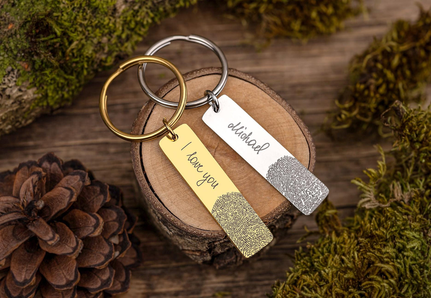 Actual Handwriting And Fingerprint Memorial Keychain, Laser Engraved Custom Keyring, Personalized Grief Gift With Signature Inscription, C.2