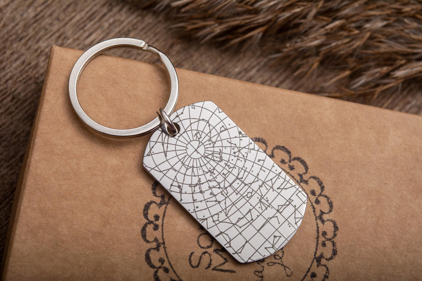 Personalized Star Map Keychain - Night Sky Keyring for Men, Custom Anniversary Gift, Boyfriend Birthday Present, Army Style Dog Tag, RP.2