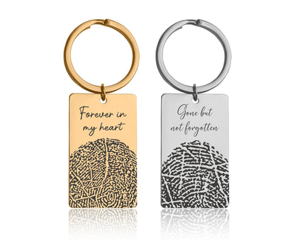 Big Size Keychain With Actual Fingerprint from a Photo, Custom Memorial Keepsake, Personalized Sympathy Grief Gift, Loss Of Mom or Dad, C.2