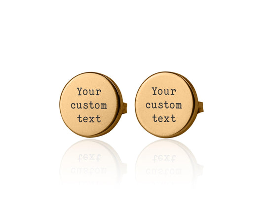 Personalized Stud Earrings With Custom Text, Words Studs, Laser Engraved Jewelry, Anniversary Gift For Women, Birthday Gift For Her, AU.2