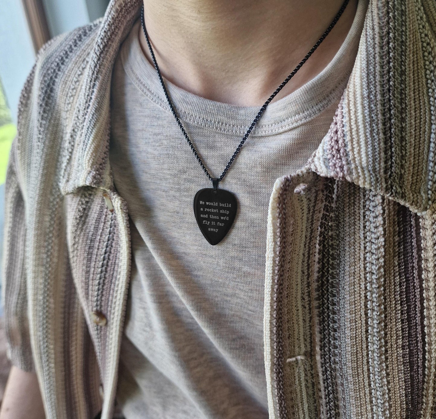 Guitar Necklace with Custom Song Lyrics, Personalized Pick, Engraved Gift for Musician or Music Lover, Gift For Boyfriend or Girlfriend, C.2