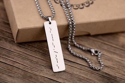 Custom Morse Code Necklace for Men, Birthday Gift for Boyfriend, Personalized Fathers Day Gift for Dad, Message Pendant for Him, KP.2/C.2