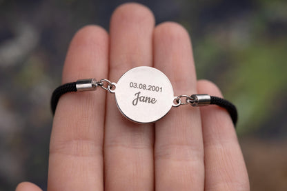 Custom Birth Moon Phase Bracelet With Text On The Back, Custom Birthday Gift, Personalized Anniversary Jewelry For Girlfriend Boyfriend RP.1