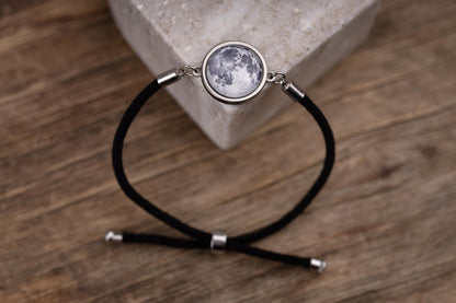 Personalized Moon Phase By Date Bracelet With Optional Custom Back Engraving - Birthday or Anniversary Gift For Girlfriend or Boyfriend RP.1