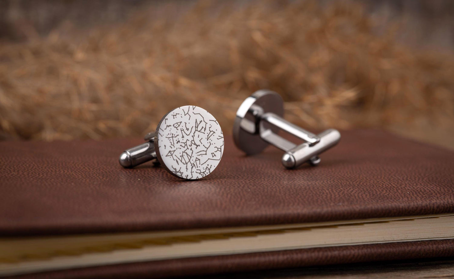 Custom Star Map Cufflinks, Personalized Jewelry for Men, Unique Night Sky by Date and Place Husband Wedding Birthday Gift for Him, RP.2