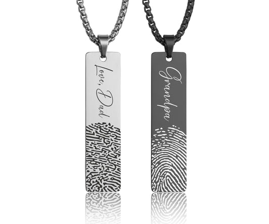 Loss Of Father Memorial Fingerprint Necklace For Men, Personalized Remembrance Gift For Him, Loss Of Mother, Dad, Thumbprint Keepsake, C.2