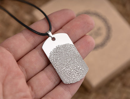 Memorial Fingerprint Necklace for Men, Thumbprint Keepsake Pendant for Him, Personalized Son Grief Gift, Loss of Mother or Father, KP.2/C.2