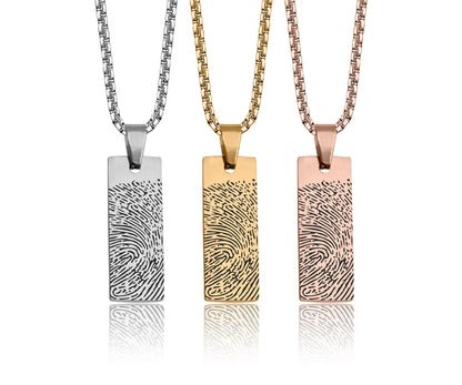 Fingerprint Memorial Necklace for Men or Women, Keepsake Pendant for Him or Her, Grief Gift, Loss of Mother or Father, Dad or Mom, KP.2/C.2