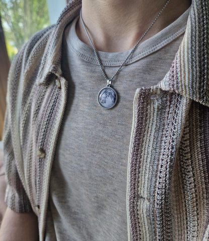 Custom Moon Necklace For Men, Moon Phase Jewelry, Personalized Anniversary Gift For Him, Birthday Gift For Dad, Father, Boyfriend Gift, RP.1