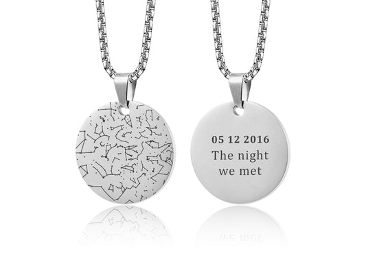 Custom Star Map Necklace For Him, Engraved Star Chart Jewelry, Personalized Night Sky Pendant, Anniversary For Men, Birthday Gift, RP.2