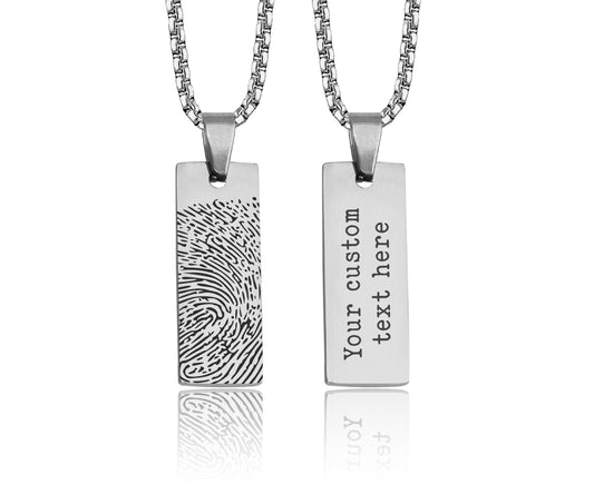 Memorial Fingerprint Necklace For Men, Personalized Remembrance Gift For Him, Loss Of Father, Mother, Dad, Mom, Thumbprint Keepsake, C.2