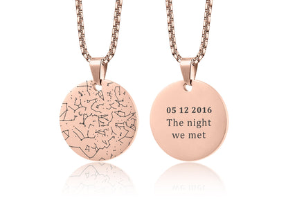 Personalized Star Map Necklace - Night Sky By Date And Place, Custom Engraved Star Chart Jewelry,  Anniversary or Birthday Gift for Her RP.2