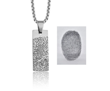 Memorial Fingerprint Necklace, Personalized Remembrance Gift For Him, Loss Of Father, Mother, Dad, Mom, Thumbprint Keepsake For Men, C.2