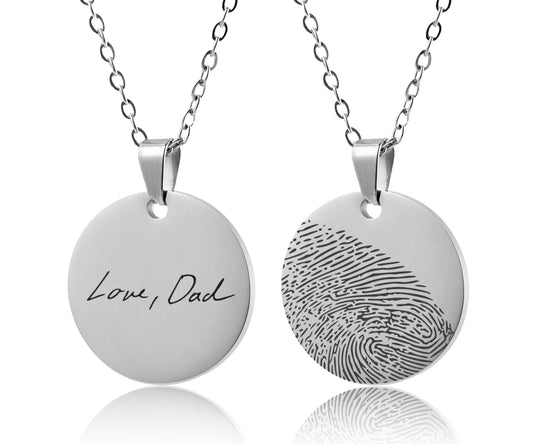 Fingerprint Necklace with Handwriting, Custom Memorial Jewelry, Thumbprint Keepsake, Bereavement Gifts, Personalized Grief Gift, KP.2
