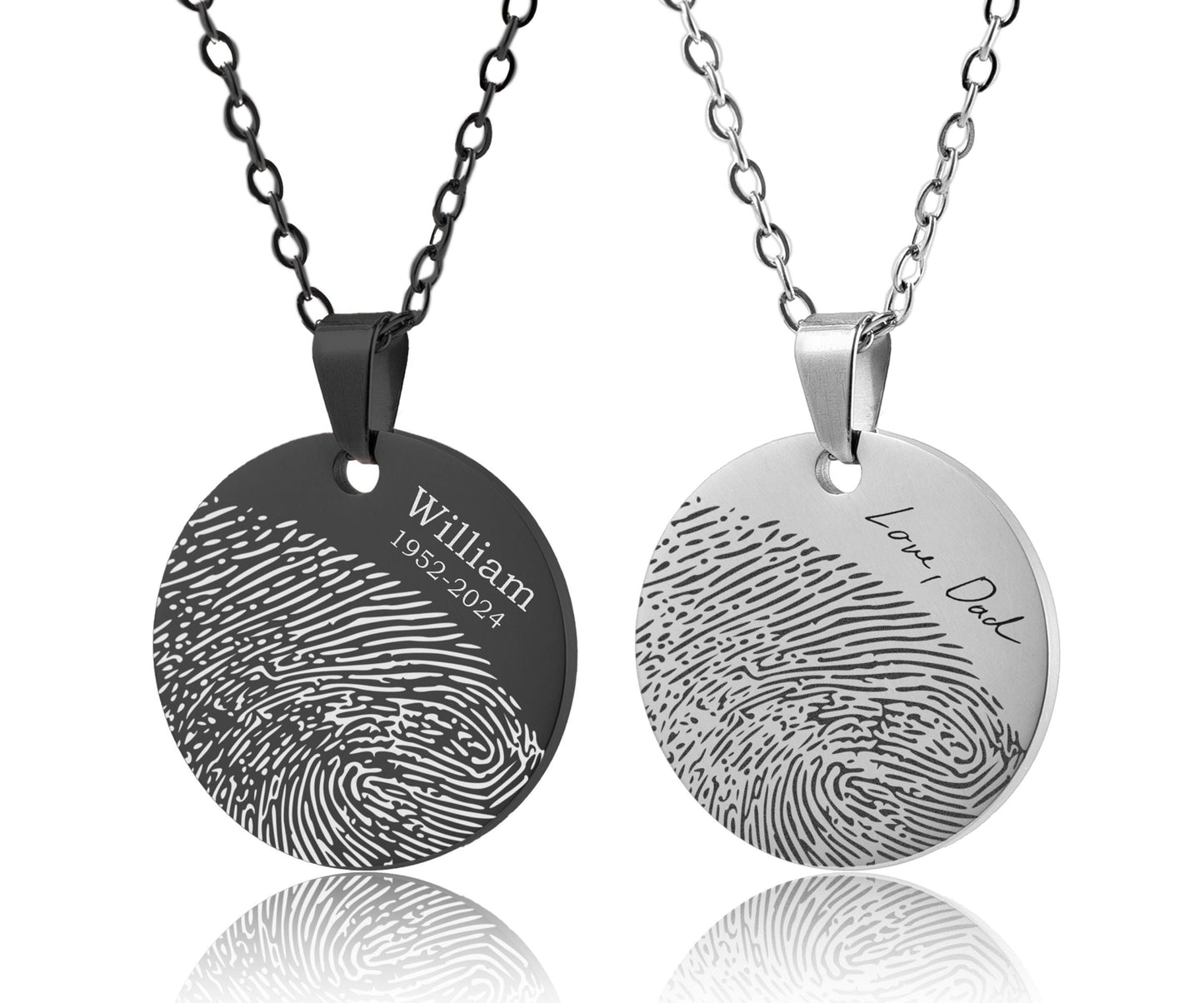 Memorial Necklace With Fingerprint And Handwriting, Laser Engraved Custom Jewelry, Personalized Keepsake Gift, Sympathy Grief Gift, KP.2