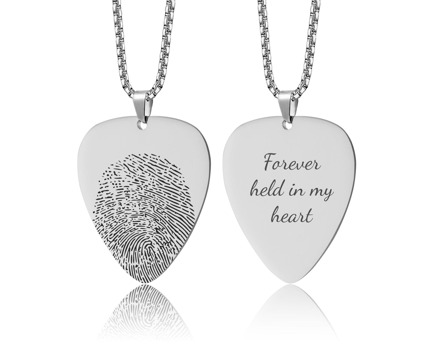 Guitar Pick Necklace With Fingerprint, Custom Grief Jewelry with Actual Thumbprint, Personalized Musician Keepsake, Loss of Guitarist, C.2