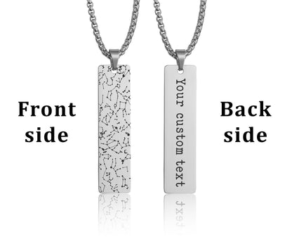 Star Map Necklace For Him, Custom Engraved Necklace, Night Sky Pendant, Personalized Vertical Bar Necklace For Men, Anniversary Gift, RP.2