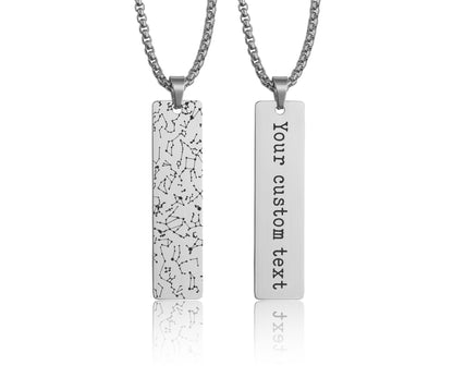 Star Map Necklace For Him, Custom Engraved Necklace, Night Sky Pendant, Personalized Vertical Bar Necklace For Men, Anniversary Gift, RP.2