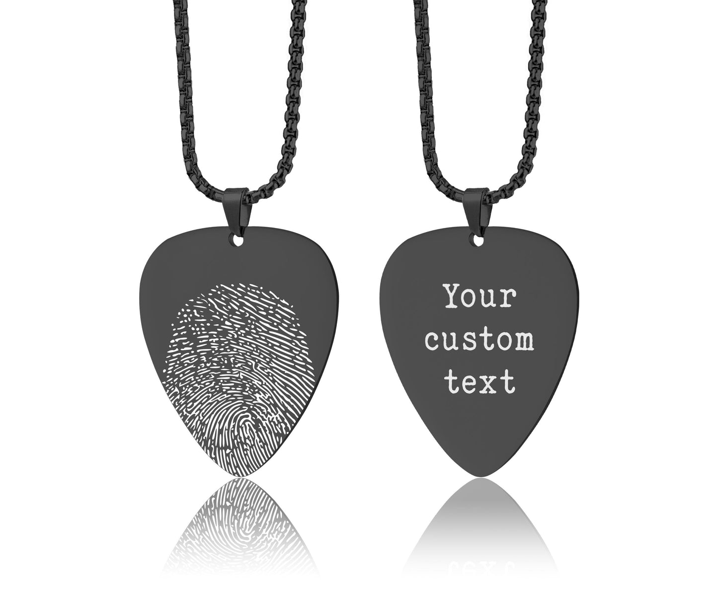Guitar Pick Necklace with Fingerprint and Handwriting, Loss Of Music Lover or Musician Memorial Funeral Keepsake Gift for Him or Her, C.2