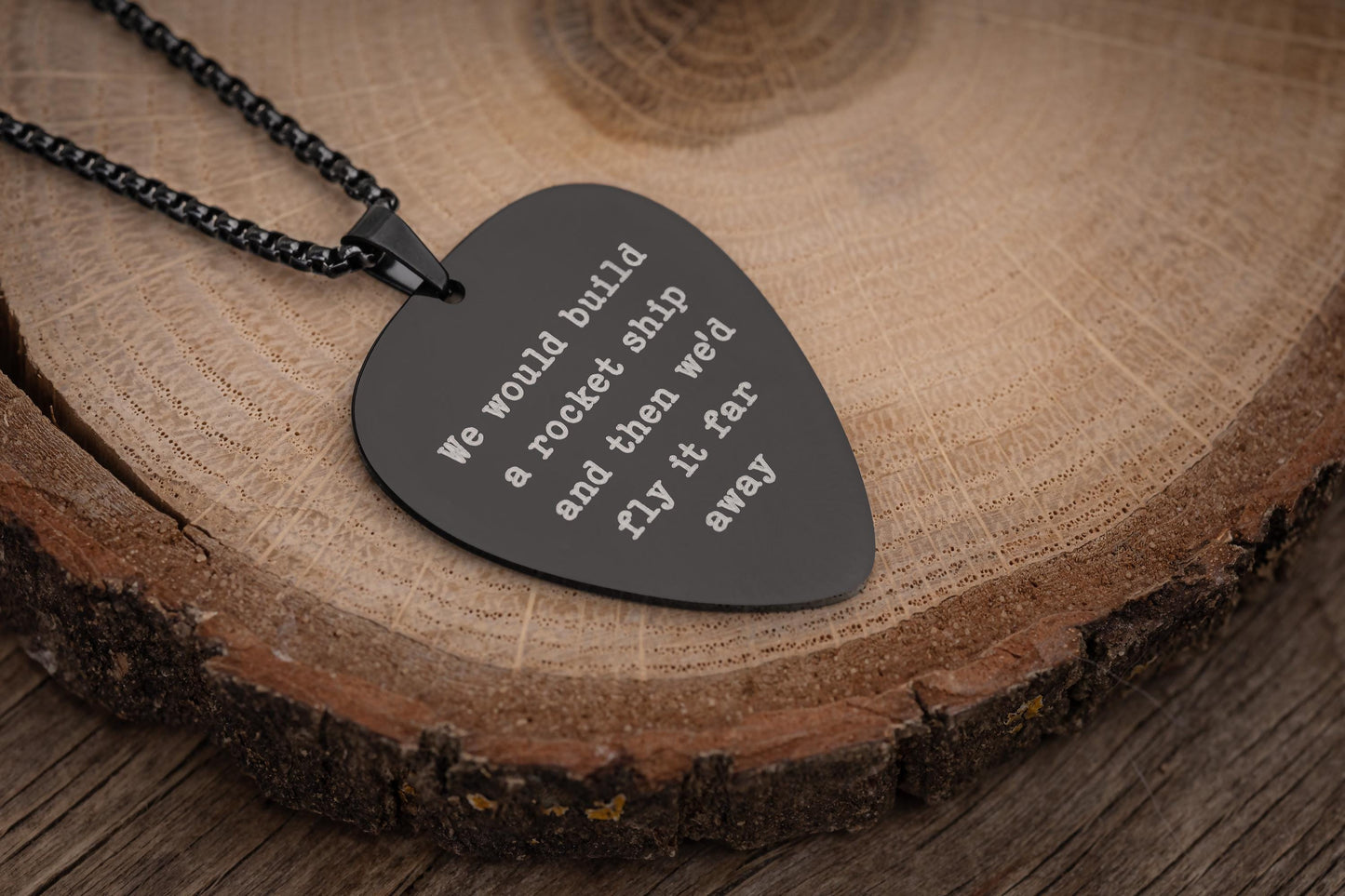 Your Custom Logo Guitar Pick Necklace with Optional Engraving on Back Side - Personalized Gift for Bandmate, Guitarist, or Musician, C.2