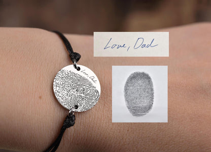 Memorial Bracelet with Actual Fingerprint for Men or Women, Loss Of Father Keepsake For Him, Personalized Grief Gift With Handwriting, C.2