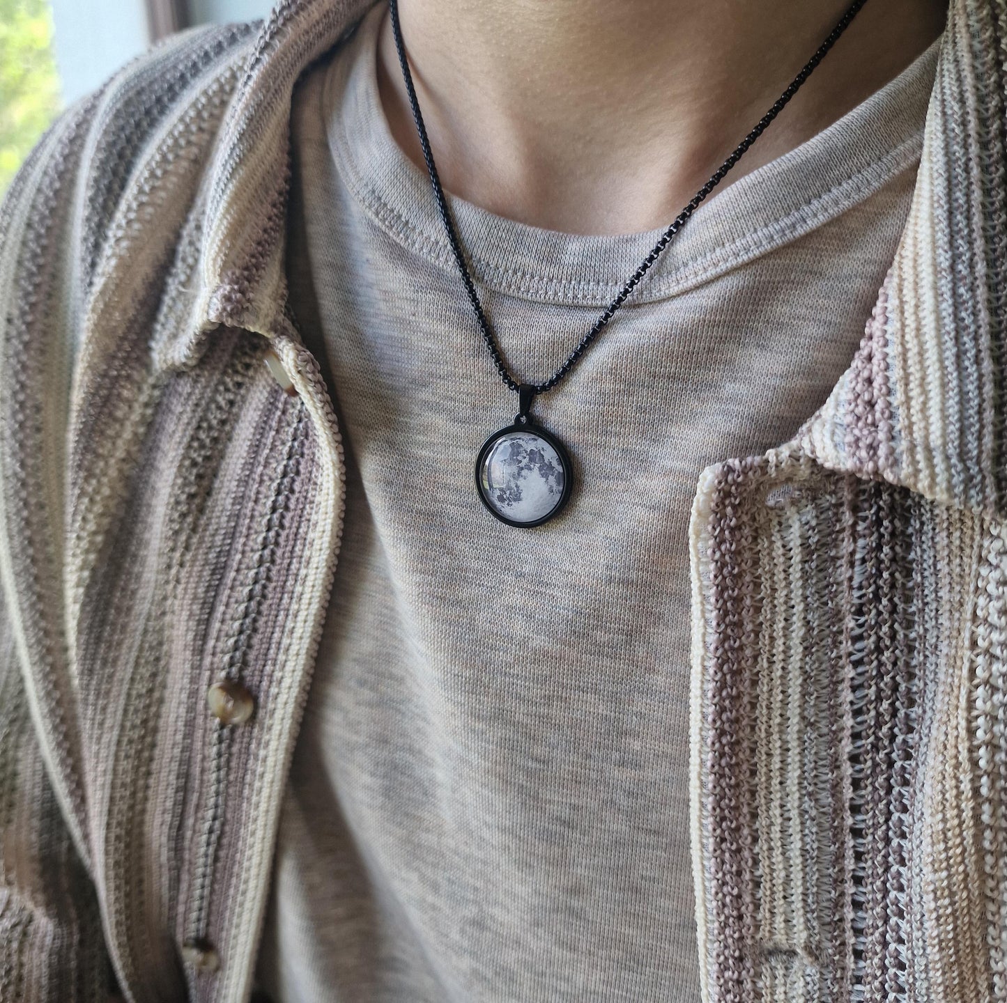 Custom Moon Necklace For Men, Moon Phase Jewelry, Personalized Anniversary Gift For Him, Birthday Gift For Dad, Father, Boyfriend Gift, RP.1