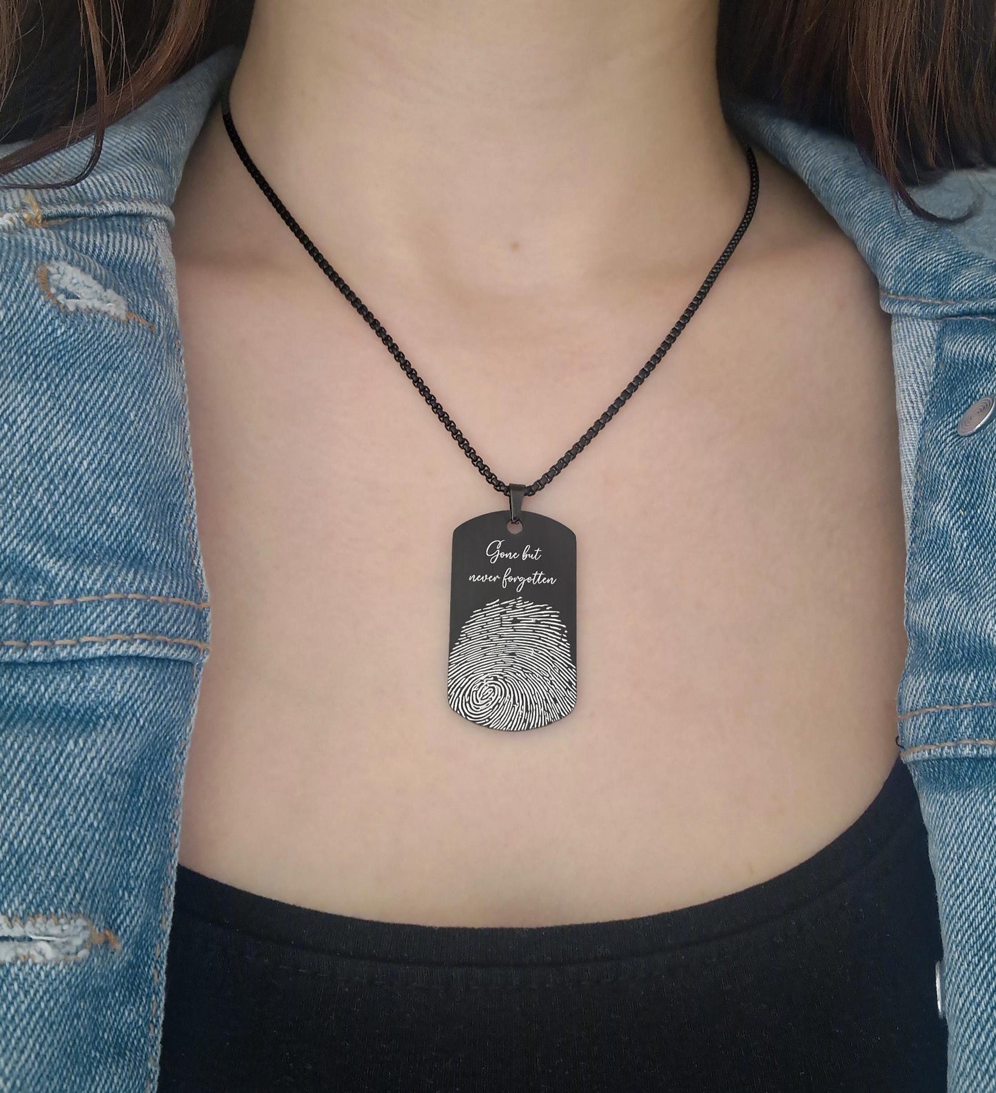 Actual Fingerprint Necklace For Him, Custom Memorial Pendant For Men, Personalized Grief Gift With Handwriting, Loss Of Father Keepsake, C.2
