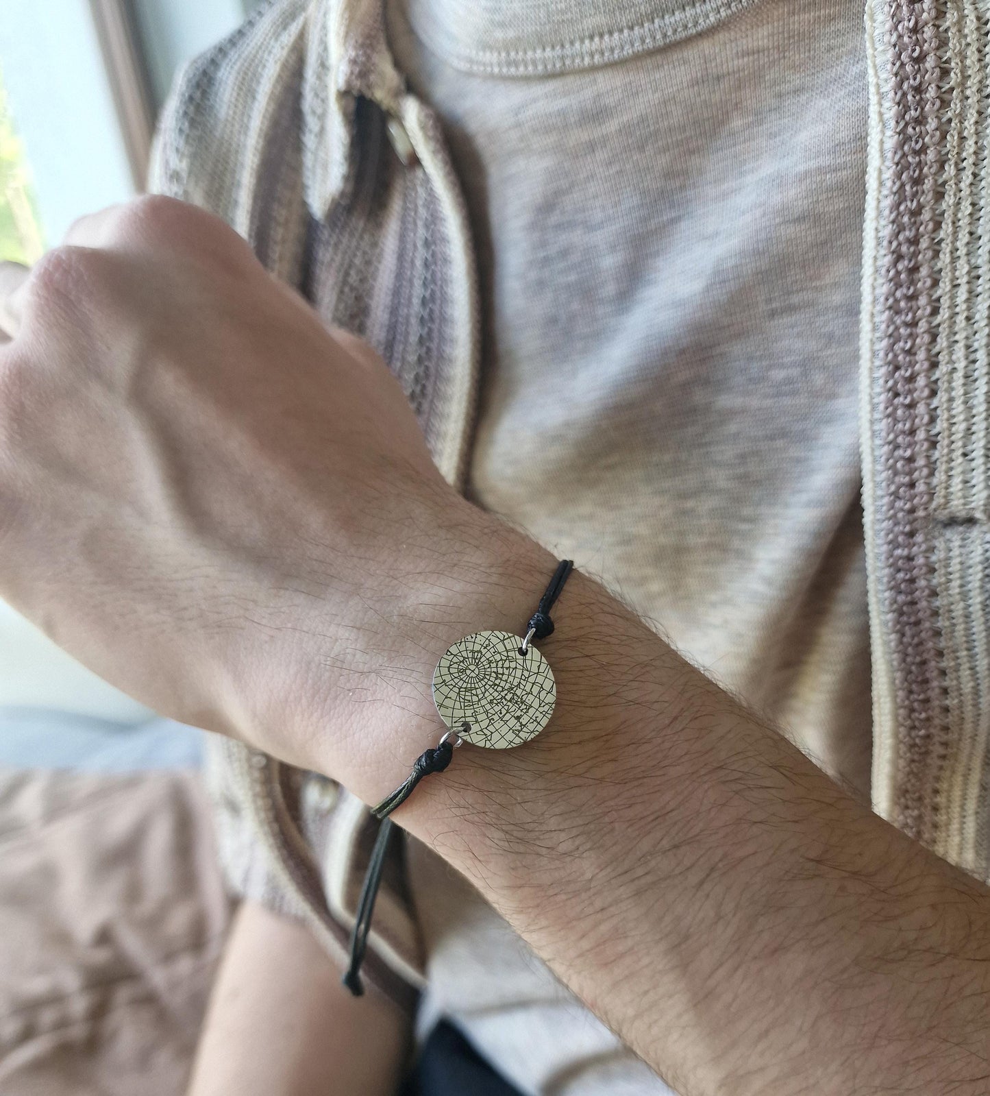 Personalized Star Map Cord Bracelet for Men, Custom Star Map by Date Jewelry, Birthday Gift for Him, Anniversary Gift for Boyfriend, RP.2